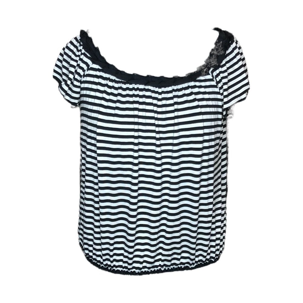 Max Studio Black and White Striped Blouse